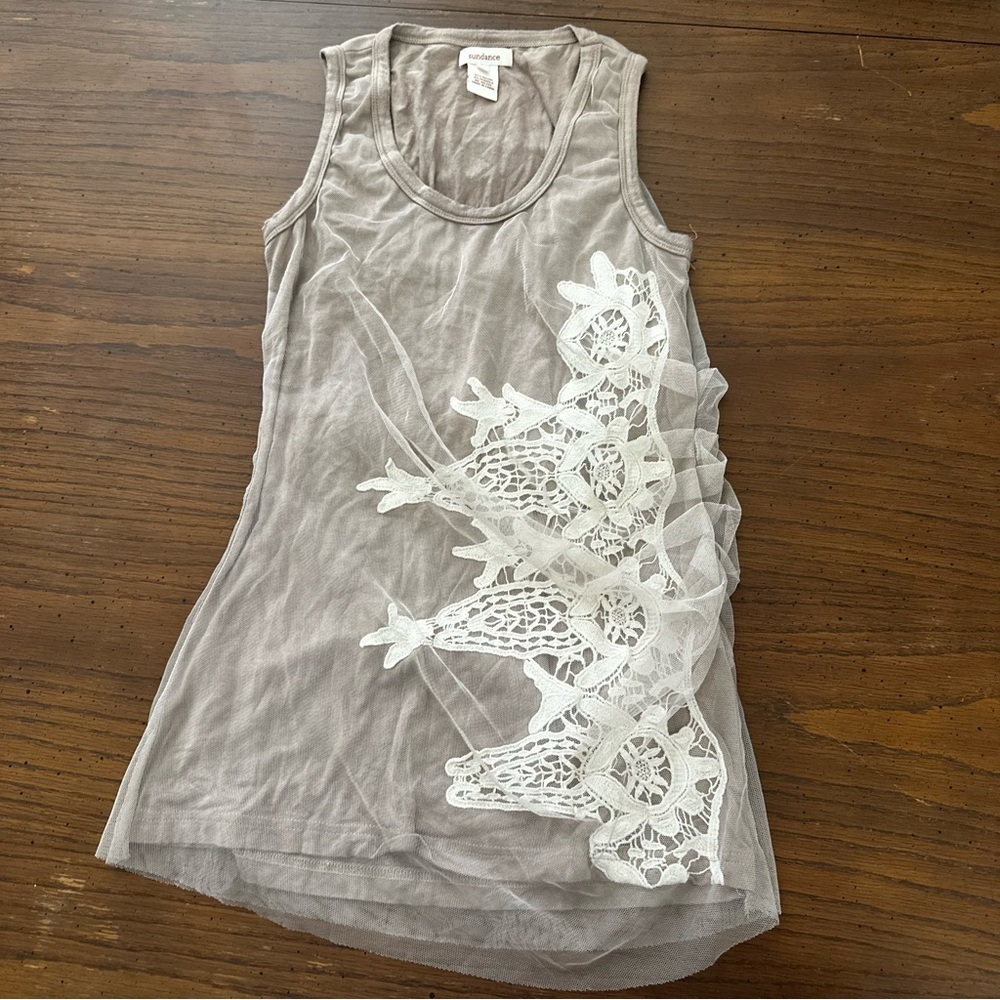 Sundance boho lace embroidered lace tank top S